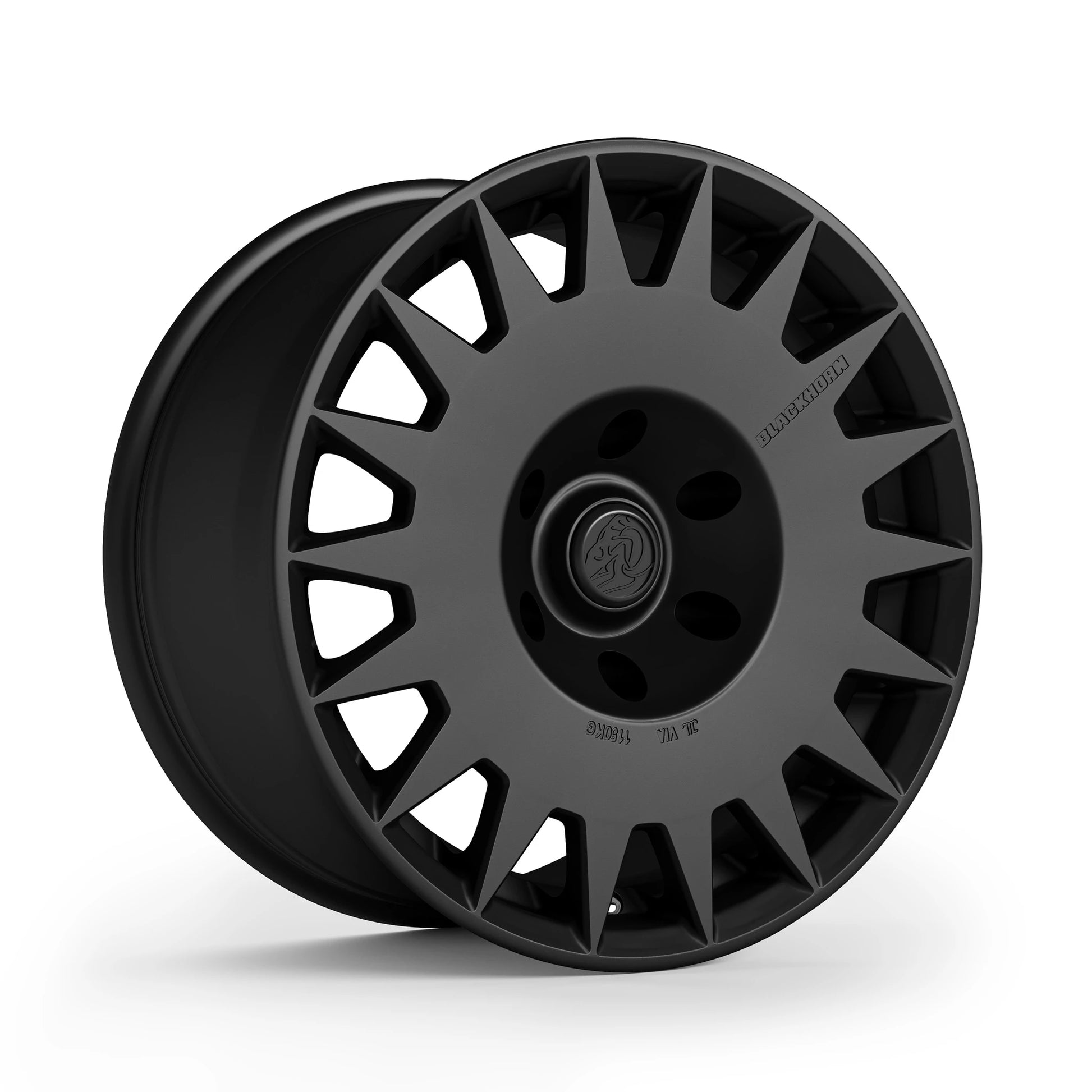 Corner View of Blackhorn Offroad GR17 6 Lug Variants in Obsidian or Matte Black in 17x8.5