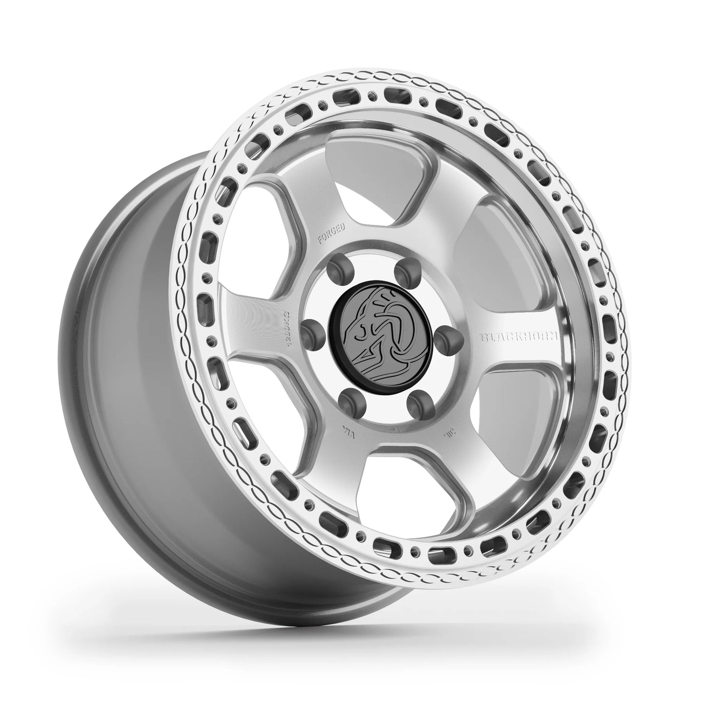 Hero display Blackhorn Offroad AR6 MBF forged beadlock wheel size 17x8.0 in Prism Machined Clear finish