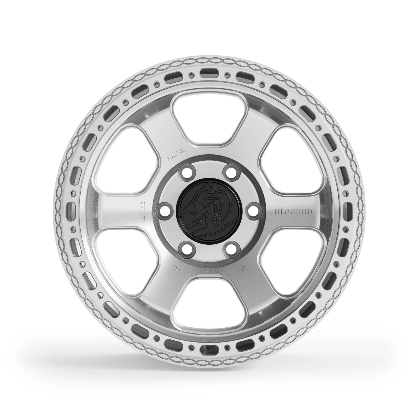 Front profile Blackhorn Offroad AR6 MBF forged beadlock wheel 17x9.0 in Prism Machined Clear finish