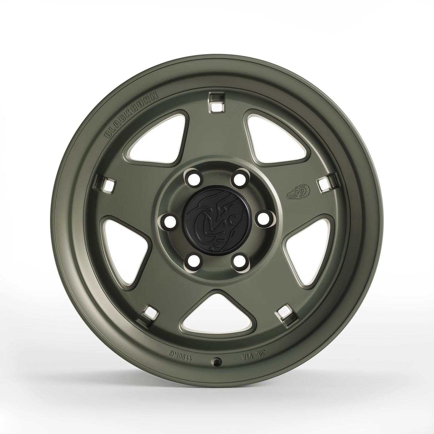 Front View of Blackhorn Offroad NS5 in ODG or Olive Drab Green in 17x8.5