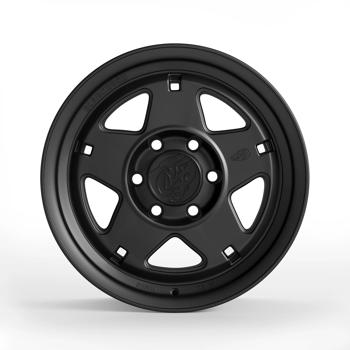 Front View of Blackhorn Offroad NS5 in Obsidian or Matte Black in 17x8.5