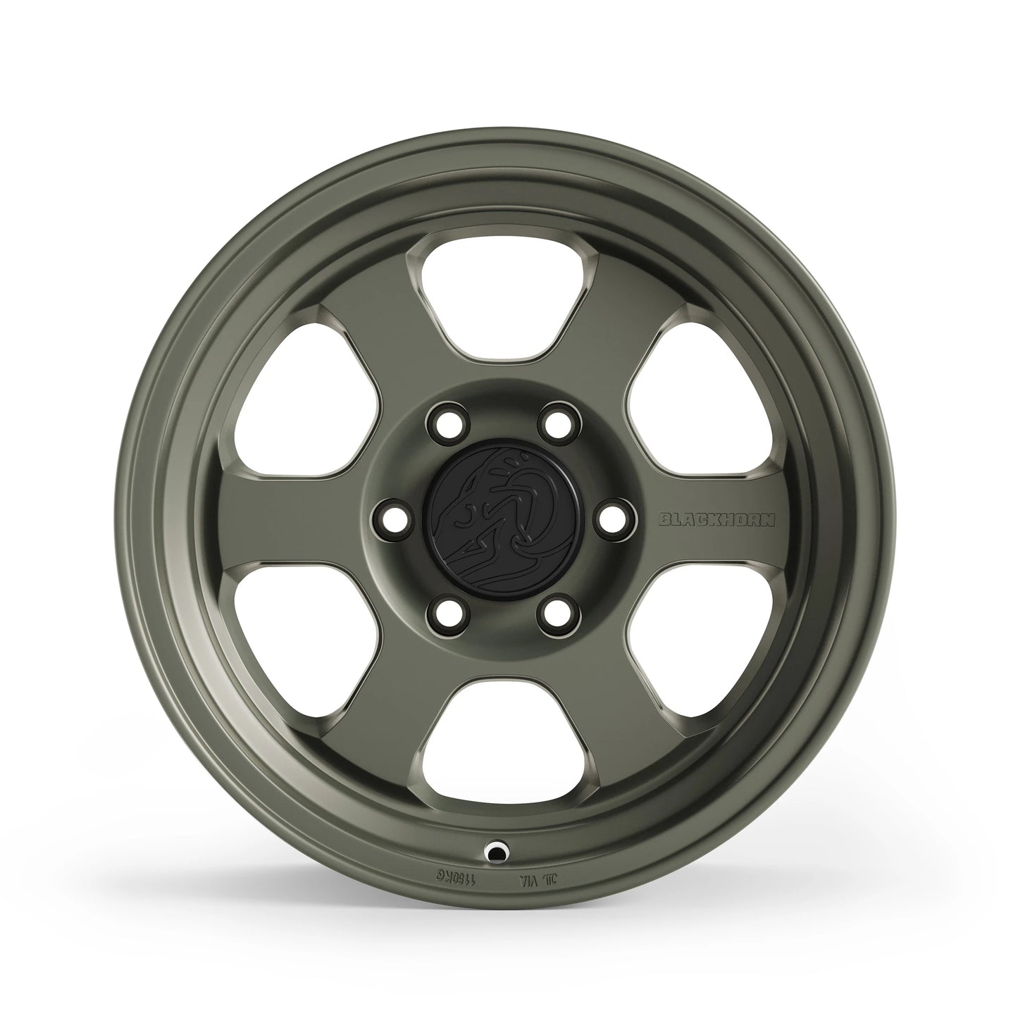 Front View of Blackhorn Offroad AR6 in ODG or Olive Drab Green in 17x9
