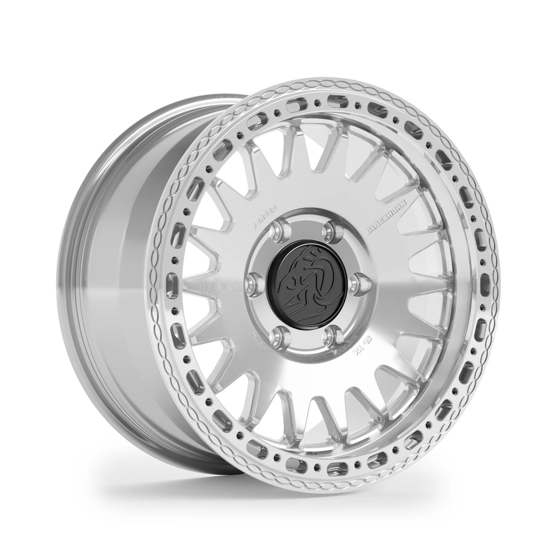 Blackhorn Offroad GR17 MBF forged beadlock wheel 17x8.0 Prism Machined Clear angle view