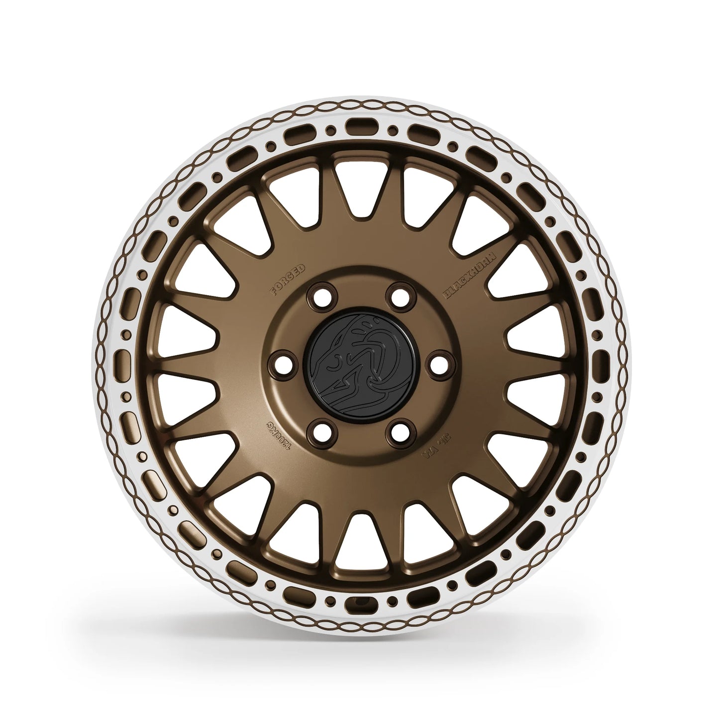 Blackhorn Offroad GR17 MBF 17x8.0 forged beadlock wheel in Coyote Satin Bronze finish front profile offroad wheel