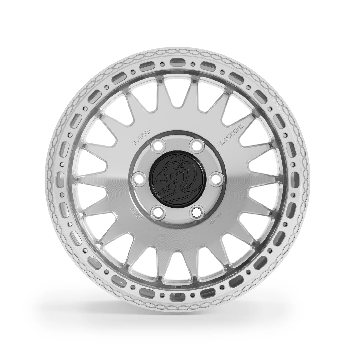 Blackhorn Offroad GR17 MBF 17x8.0 forged beadlock wheel Prism Machined Clear finish front view