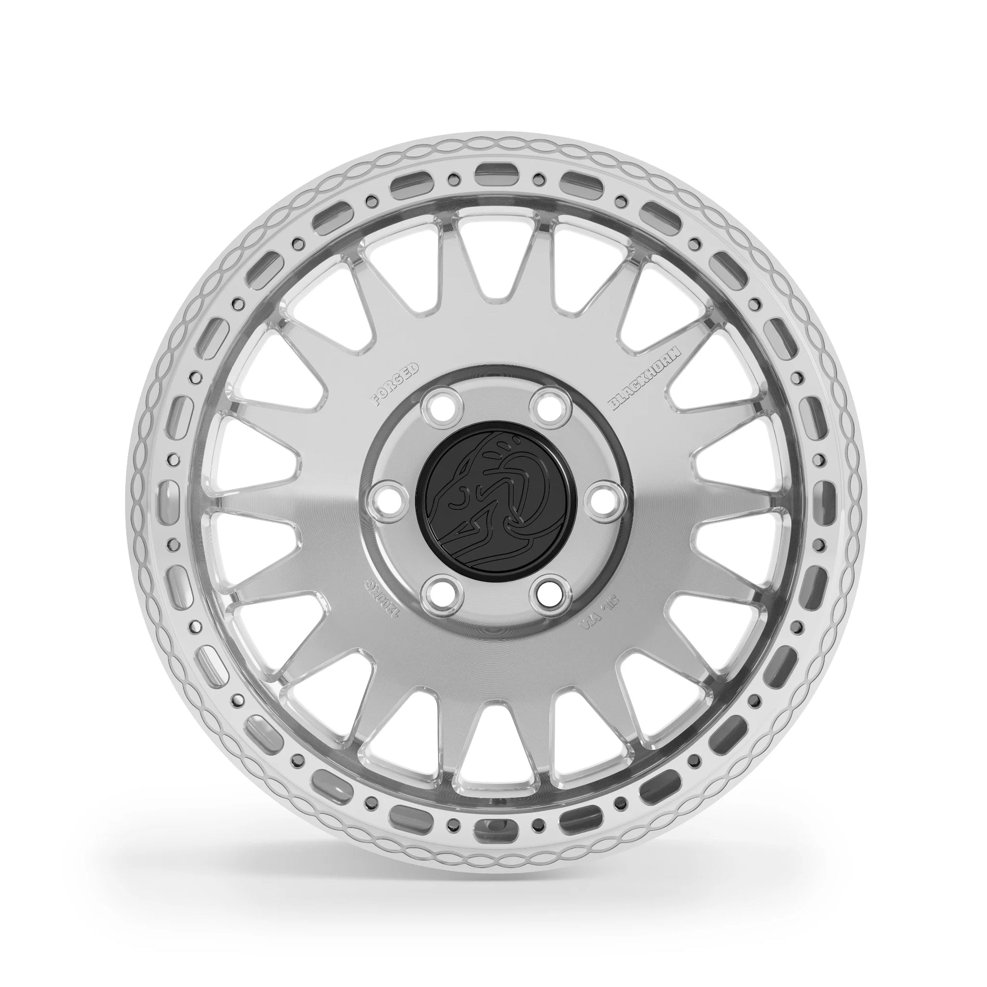 Blackhorn Offroad GR17 MBF 17x8.0 forged beadlock wheel Prism Machined Clear finish front view