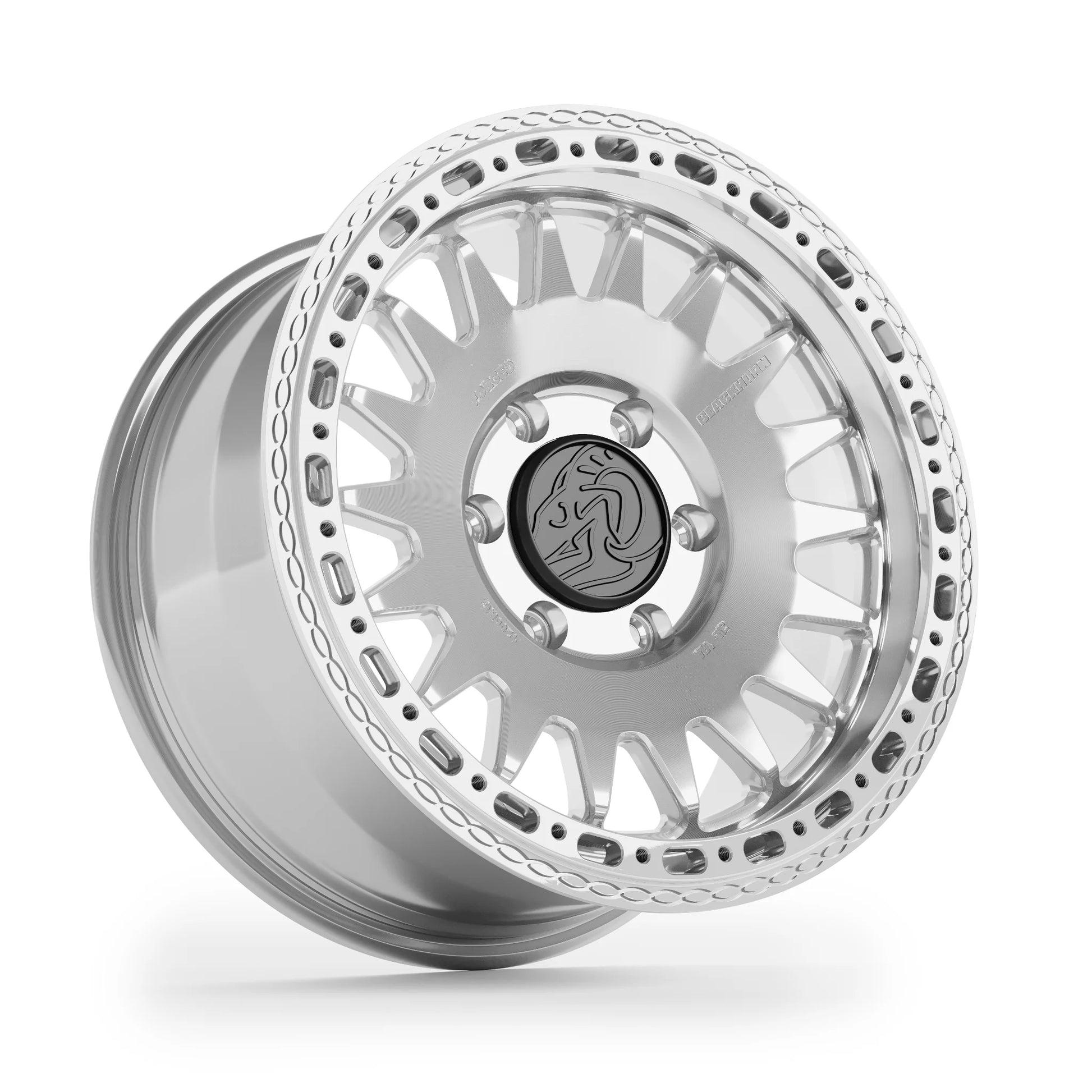 Hero image Blackhorn Offroad GR17 MBF 17x8.0 forged beadlock wheel in Prism Machined Clear finish
