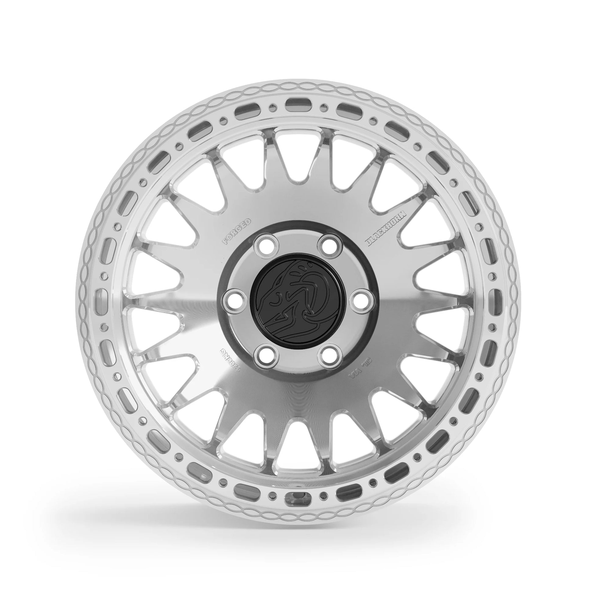 Blackhorn Offroad GR17 MBF 17x9.0 forged beadlock wheel Prism Machined Clear front view