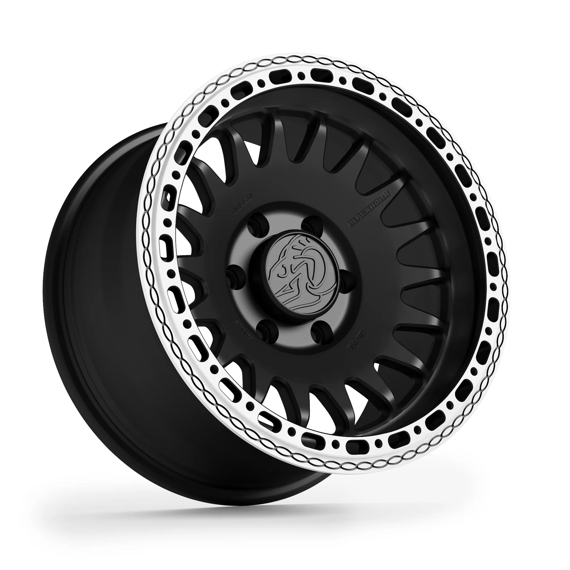 Blackhorn Offroad GR17 MBF 17x9.0 forged beadlock wheel Obsidian Matt Black hero view