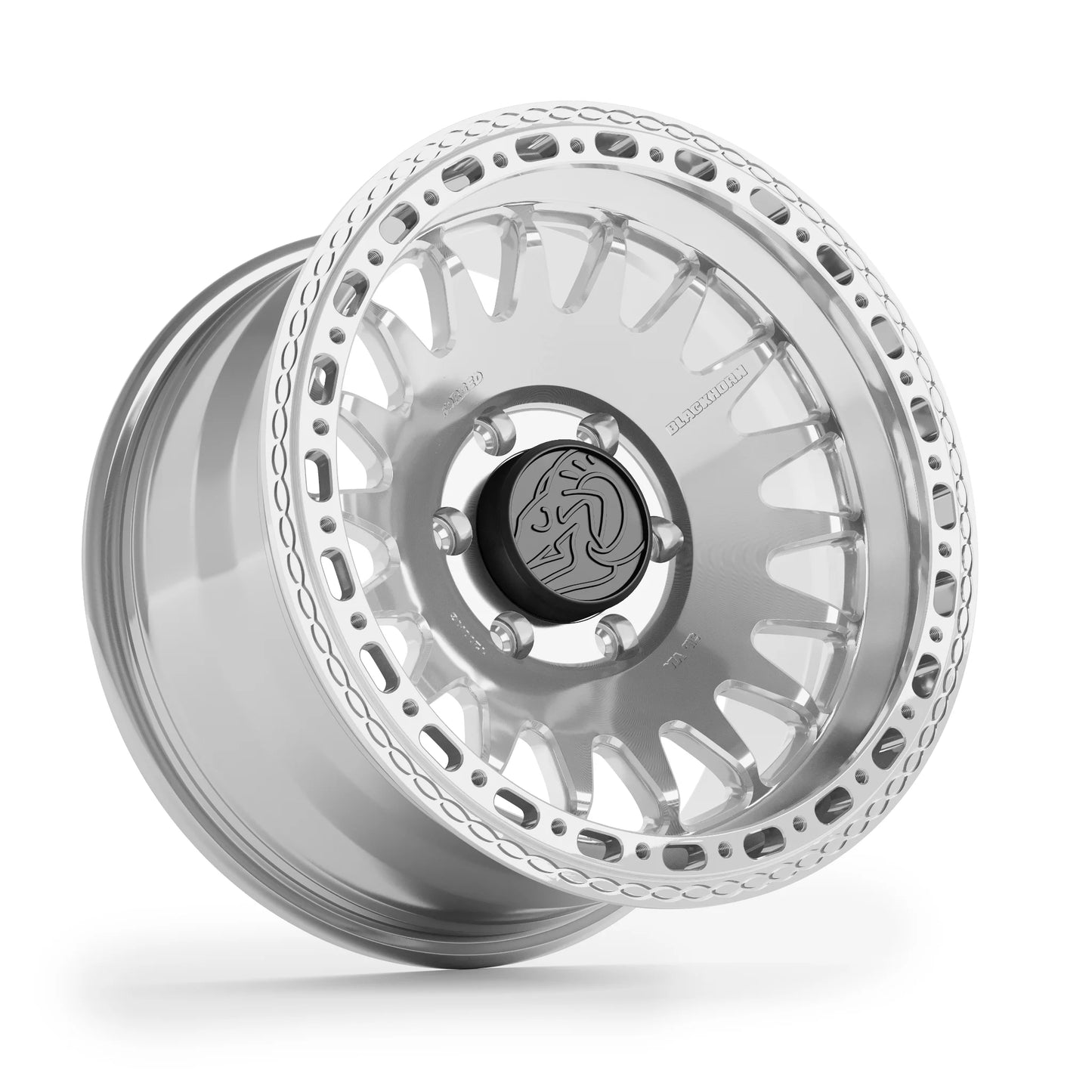 Blackhorn Offroad GR17 MBF 17x9.0 forged beadlock wheel in Prism Machined Clear hero shot