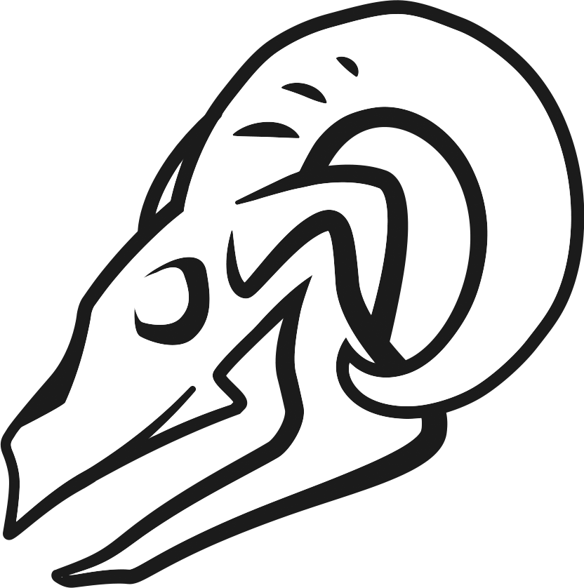 Blackhorn Offroad Bighorn Skull Logo in White with Black Stroke
