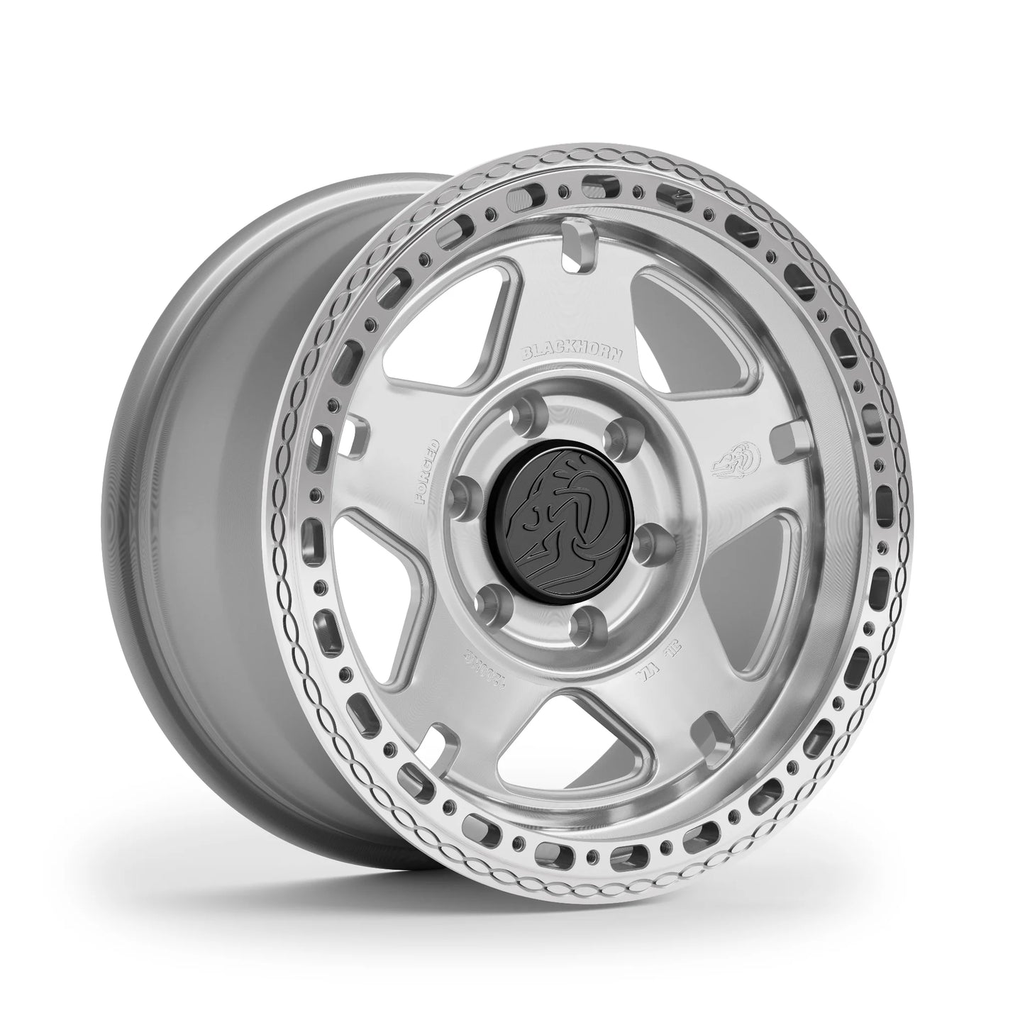 Blackhorn Offroad NS5 MBF 17x8.0 forged beadlock wheel in Prism Machined Clear finish with precision machined face