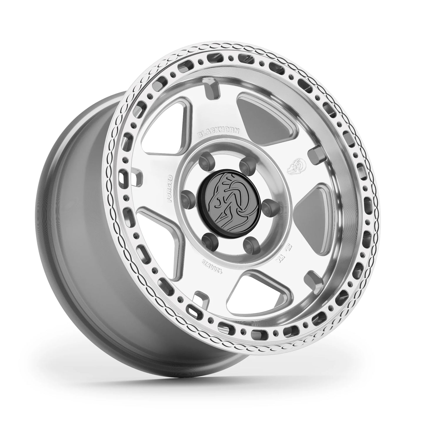 Blackhorn Offroad NS5 MBF 17x8.0 forged off road beadlock wheel finished in Prism Machined Clear shown in studio angle