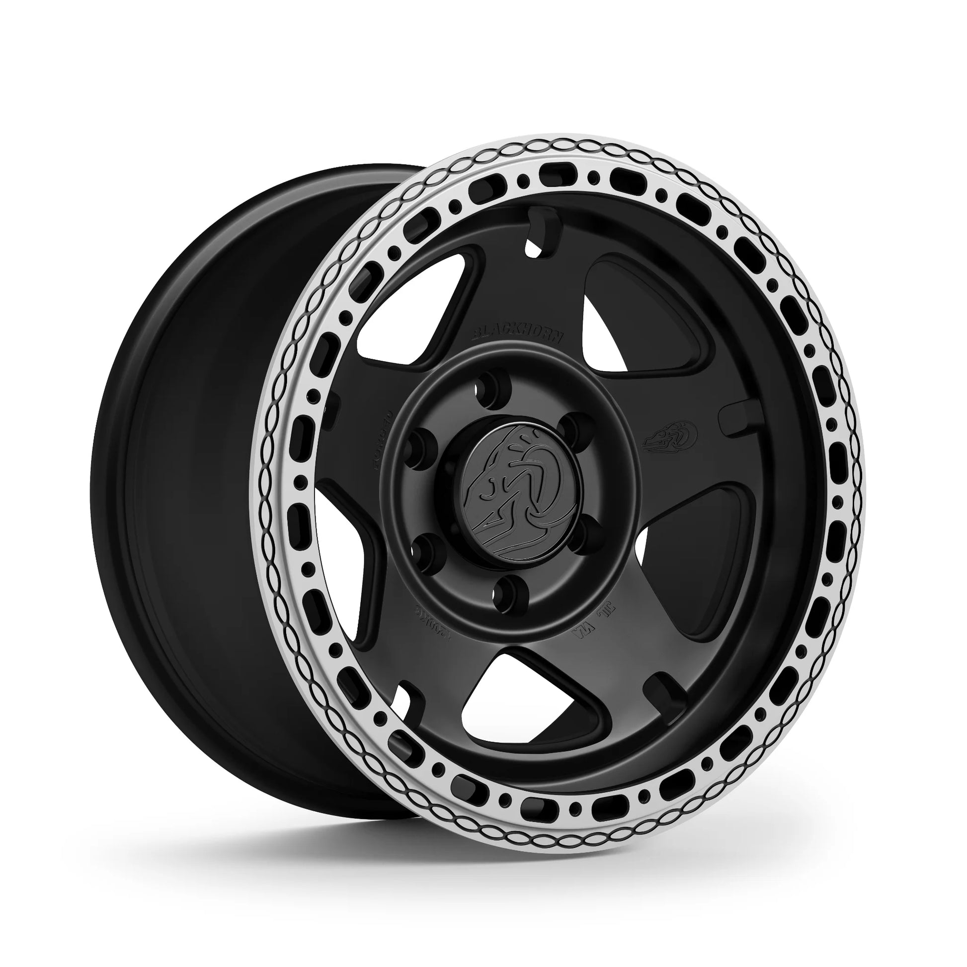 Blackhorn Offroad NS5 MBF 17x9.0 forged beadlock wheel in Obsidian Matt Black built for Tacoma, 4Runner and Land Cruiser