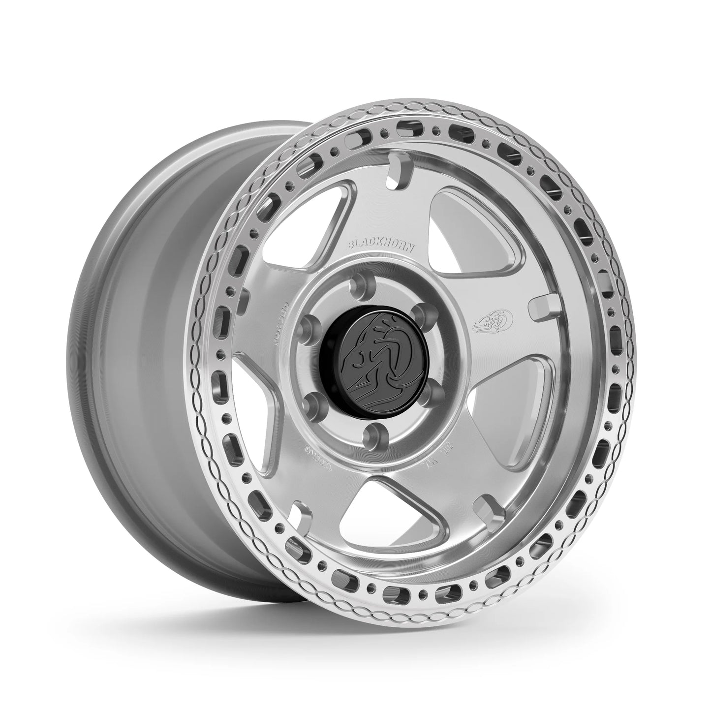 Blackhorn Offroad NS5 MBF 17x9.0 forged beadlock wheel in Prism Machined Clear with detailed machined surface