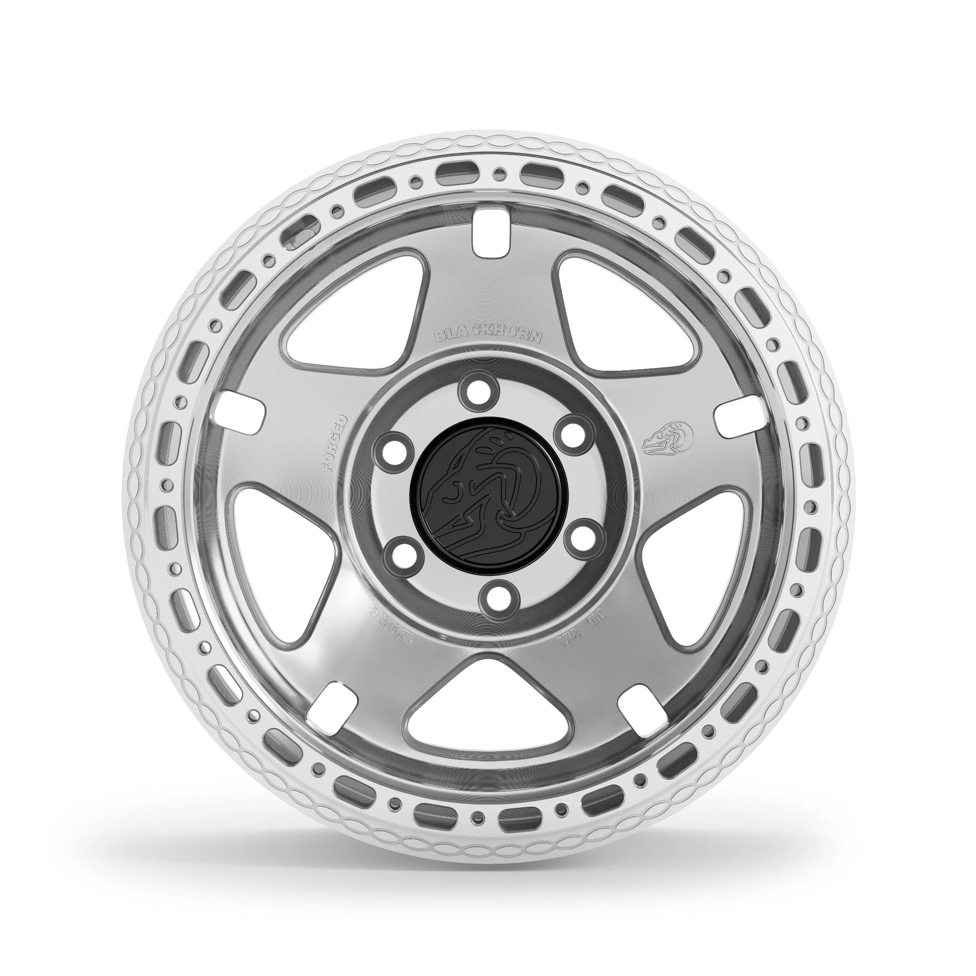NS5 MBF 17x9.0 forged beadlock wheel in Prism Machined Clear by Blackhorn Offroad shown from direct front view