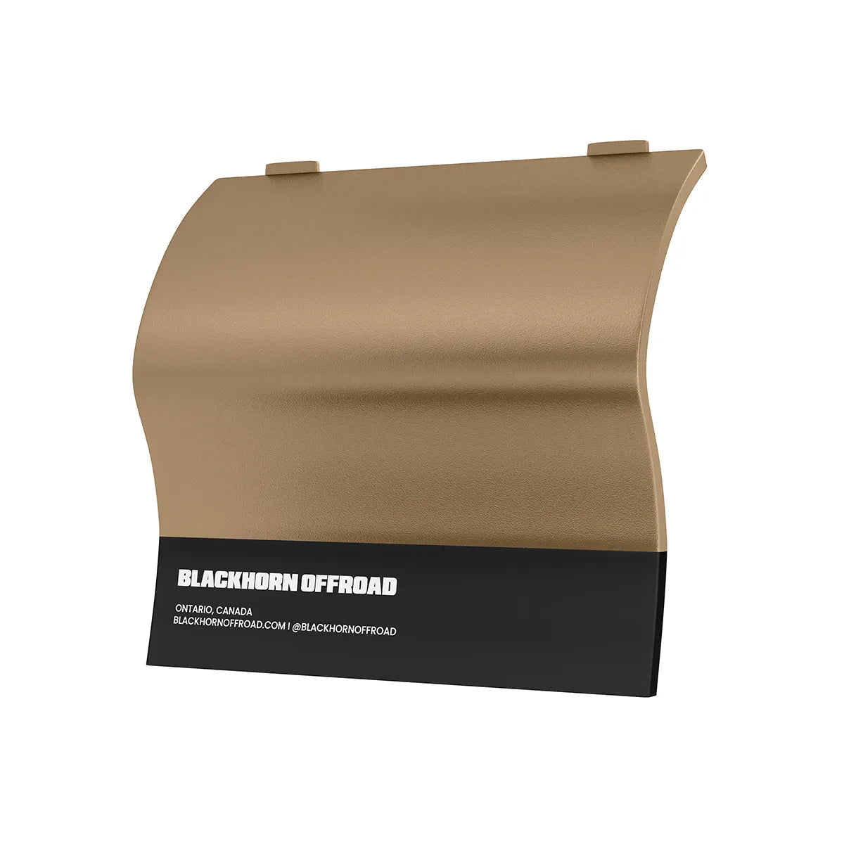 Blackhorn Offroad curved spray-out swatch in a rich satin bronze finish labeled ‘Coyote’, shown on a matte black base with clean, modern typography.