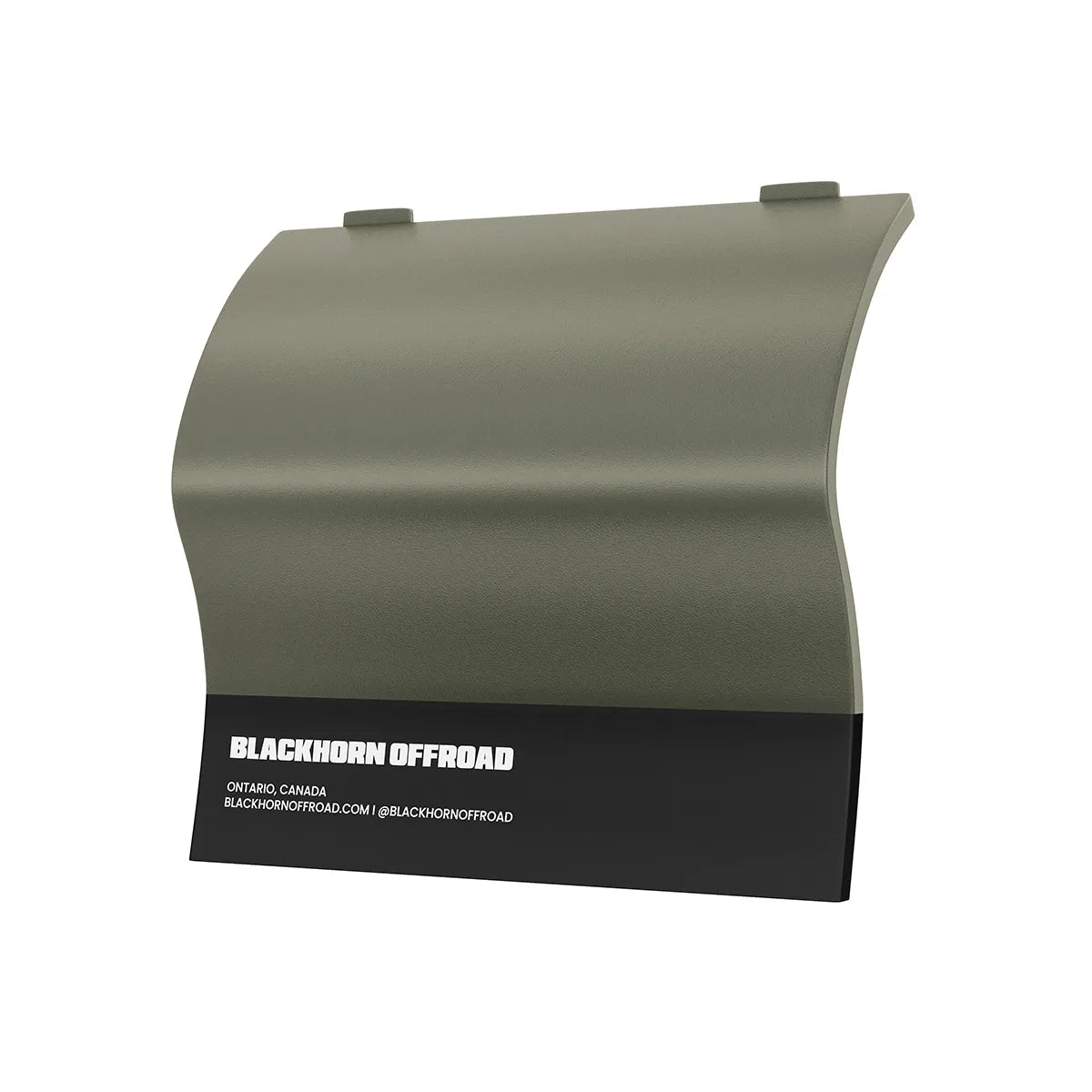 Blackhorn Offroad swatch in a muted army green labeled ‘ODG’, resting on a curved matte black display base with clear brand identity.