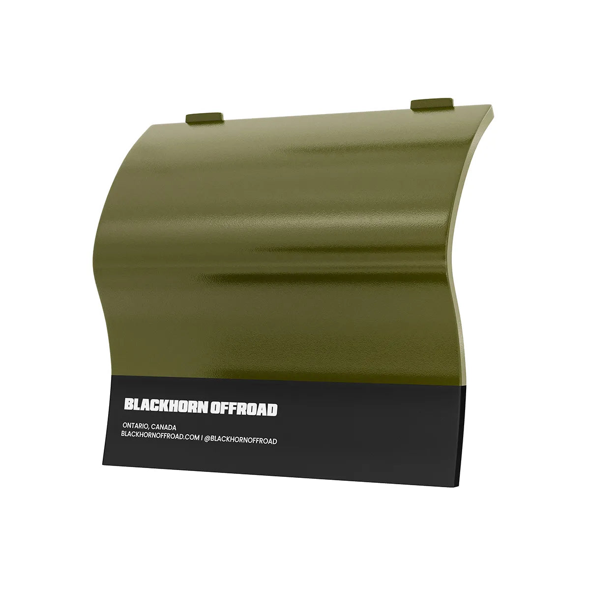 Blackhorn Offroad spray-out display featuring a deeper tactical green finish labeled ‘Ranger Green’, mounted on a matte black branded base.