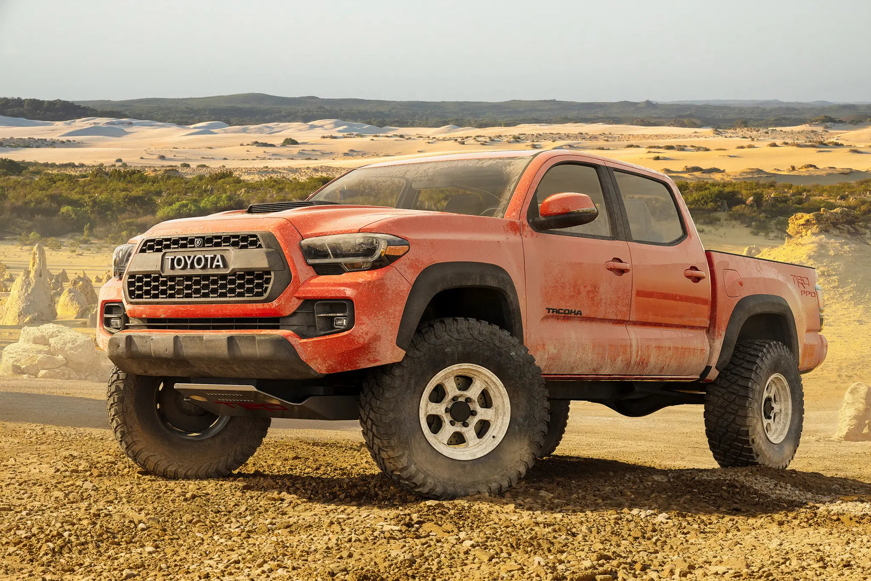 Blackhorn Offroad AR6 FDE with BFGoodrich KM3 on Toyota 3rd Gen Tacoma TRD Pro in Sand Dunes Desert