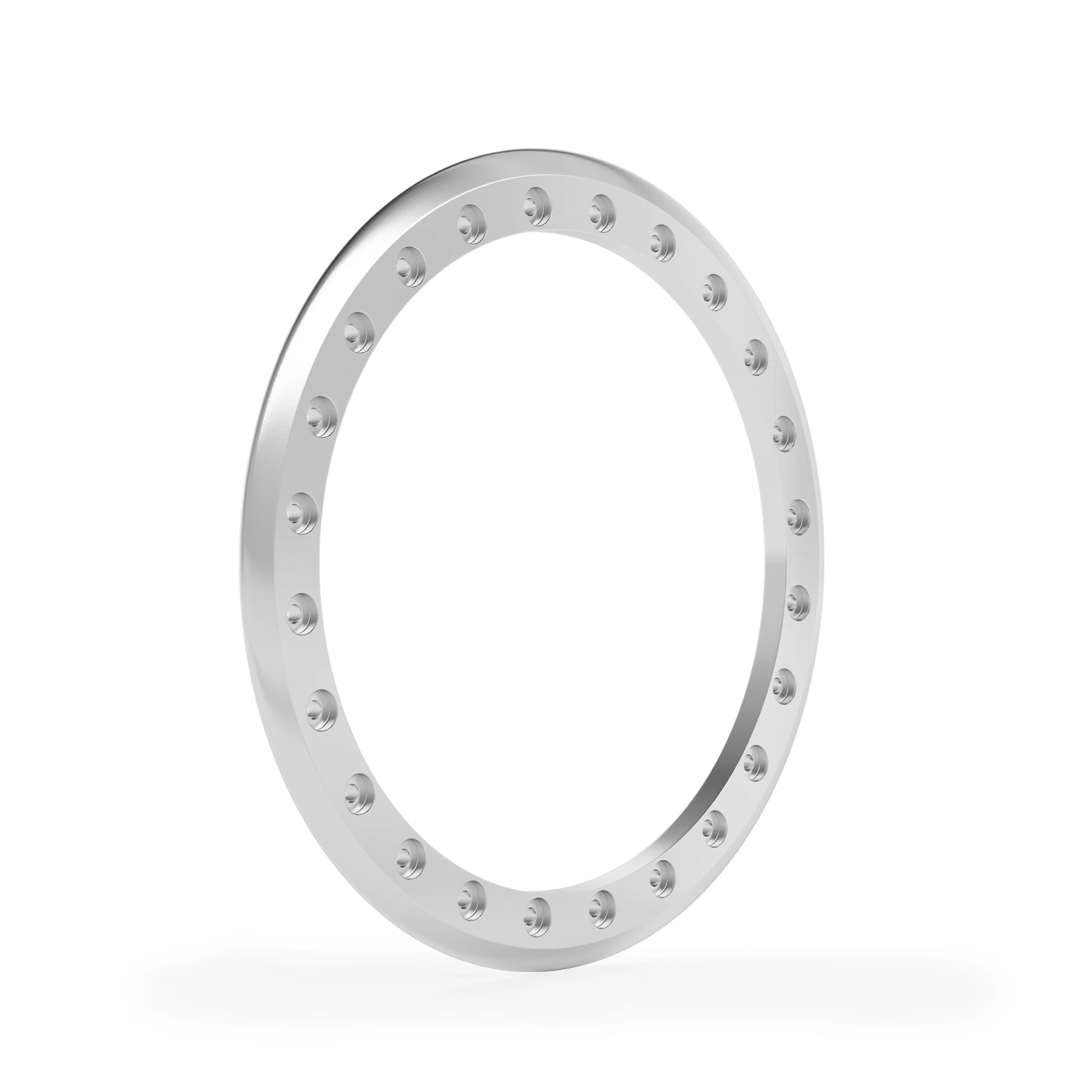 Corner angle anodized beadlock ring highlighting CNC machining and recessed hardware pockets.