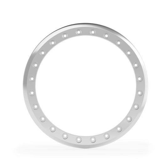 Front view of anodized beadlock ring with simple profile and 24-hole bolt layout for MBF wheels.