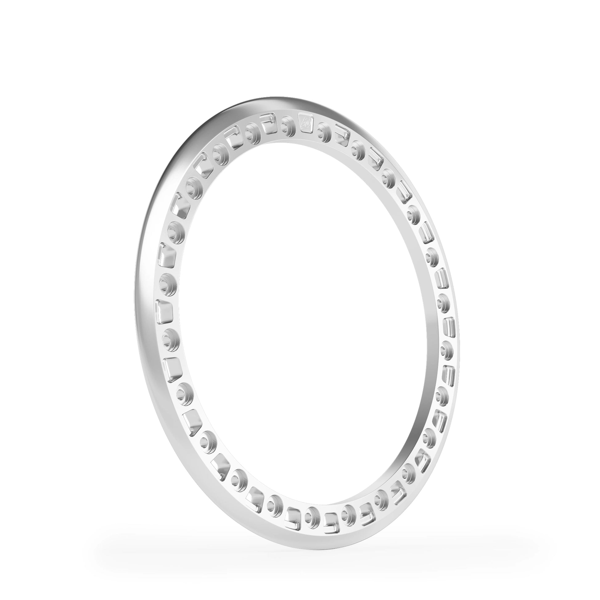 Window cut-out beadlock ring in anodized finish, forged 6061-T6 aluminum with 24-hole pattern for MBF wheels.