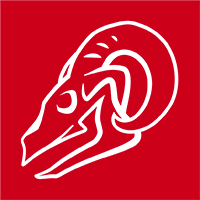 Blackhorn Offroad Square Logo in Red with Bighorn Skull